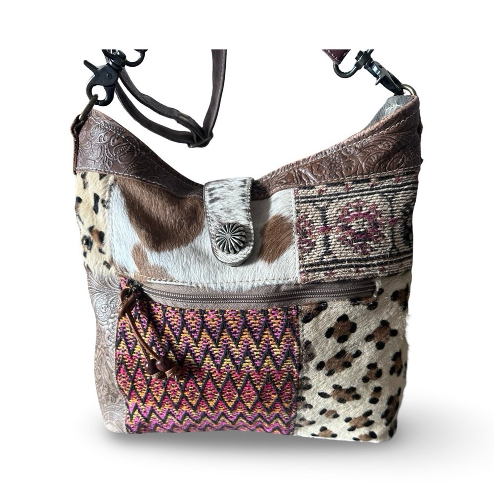 Myra Bag Patch work Peruvian brown shoulder bag (… - image 1